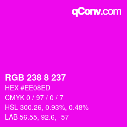 Color code: RGB 238 8 237 | qconv.com
