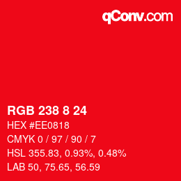 カラーコード: RGB 238 8 24 | qconv.com