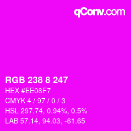 Farbcode: RGB 238 8 247 | qconv.com