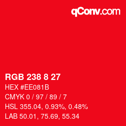 Color code: RGB 238 8 27 | qconv.com