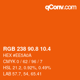 カラーコード: RGB 238 90.8 10.4 | qconv.com