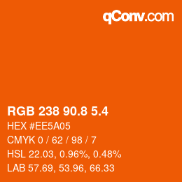 カラーコード: RGB 238 90.8 5.4 | qconv.com