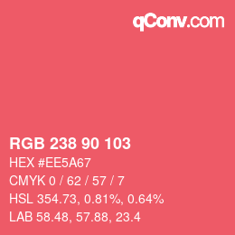 Color code: RGB 238 90 103 | qconv.com