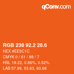 カラーコード: RGB 238 92.2 28.6 | qconv.com