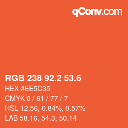 カラーコード: RGB 238 92.2 53.6 | qconv.com