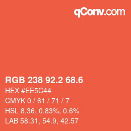 カラーコード: RGB 238 92.2 68.6 | qconv.com