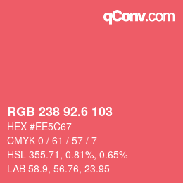 カラーコード: RGB 238 92.6 103 | qconv.com