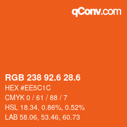 カラーコード: RGB 238 92.6 28.6 | qconv.com