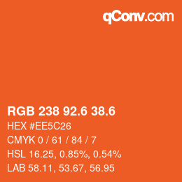 カラーコード: RGB 238 92.6 38.6 | qconv.com