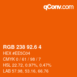 カラーコード: RGB 238 92.6 4 | qconv.com