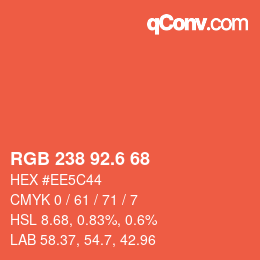 カラーコード: RGB 238 92.6 68 | qconv.com