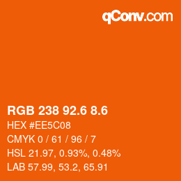 カラーコード: RGB 238 92.6 8.6 | qconv.com