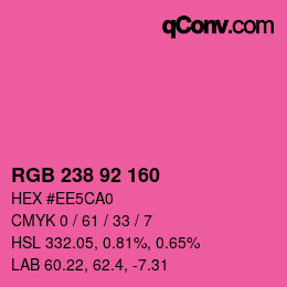 カラーコード: RGB 238 92 160 | qconv.com