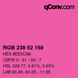カラーコード: RGB 238 92 168 | qconv.com
