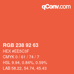 Color code: RGB 238 92 63 | qconv.com