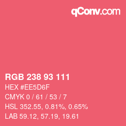 Color code: RGB 238 93 111 | qconv.com