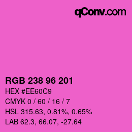 カラーコード: RGB 238 96 201 | qconv.com