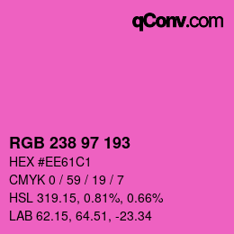 Color code: RGB 238 97 193 | qconv.com