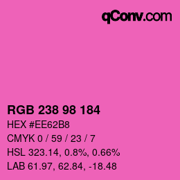 カラーコード: RGB 238 98 184 | qconv.com