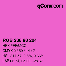 Color code: RGB 238 98 204 | qconv.com