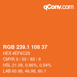 カラーコード: RGB 239.1 108 37 | qconv.com