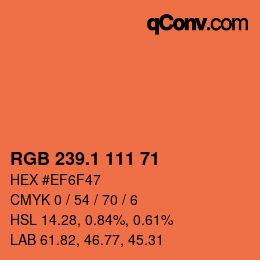 カラーコード: RGB 239.1 111 71 | qconv.com