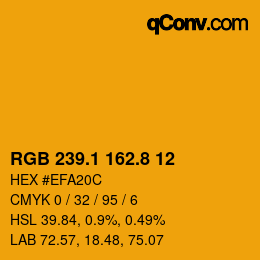 カラーコード: RGB 239.1 162.8 12 | qconv.com