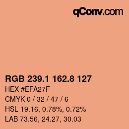 カラーコード: RGB 239.1 162.8 127 | qconv.com