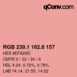 カラーコード: RGB 239.1 162.8 157 | qconv.com