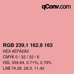 カラーコード: RGB 239.1 162.8 163 | qconv.com