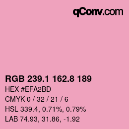 カラーコード: RGB 239.1 162.8 189 | qconv.com