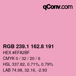 カラーコード: RGB 239.1 162.8 191 | qconv.com