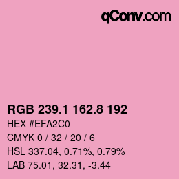 カラーコード: RGB 239.1 162.8 192 | qconv.com