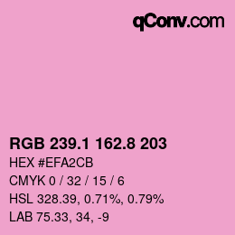 カラーコード: RGB 239.1 162.8 203 | qconv.com