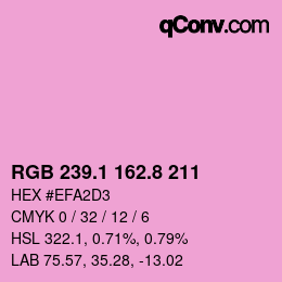 カラーコード: RGB 239.1 162.8 211 | qconv.com