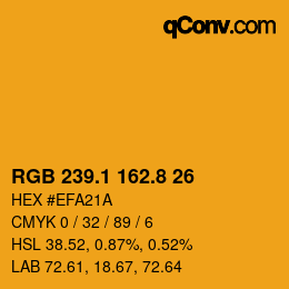 カラーコード: RGB 239.1 162.8 26 | qconv.com