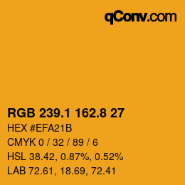カラーコード: RGB 239.1 162.8 27 | qconv.com