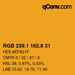 カラーコード: RGB 239.1 162.8 31 | qconv.com