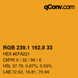 カラーコード: RGB 239.1 162.8 33 | qconv.com