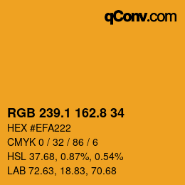カラーコード: RGB 239.1 162.8 34 | qconv.com