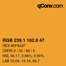 カラーコード: RGB 239.1 162.8 47 | qconv.com