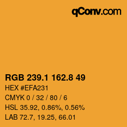 カラーコード: RGB 239.1 162.8 49 | qconv.com