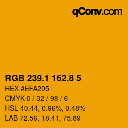 カラーコード: RGB 239.1 162.8 5 | qconv.com