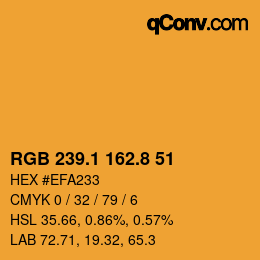 Color code: RGB 239.1 162.8 51 | qconv.com