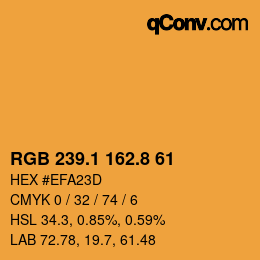 Color code: RGB 239.1 162.8 61 | qconv.com