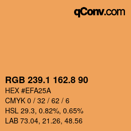 Color code: RGB 239.1 162.8 90 | qconv.com