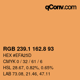 Farbcode: RGB 239.1 162.8 93 | qconv.com