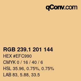 カラーコード: RGB 239.1 201 144 | qconv.com