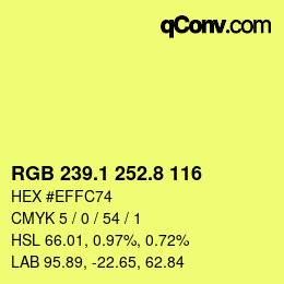 カラーコード: RGB 239.1 252.8 116 | qconv.com