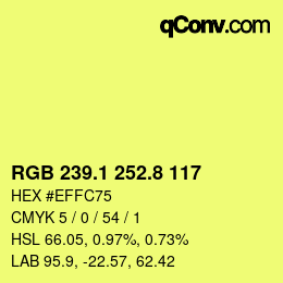カラーコード: RGB 239.1 252.8 117 | qconv.com